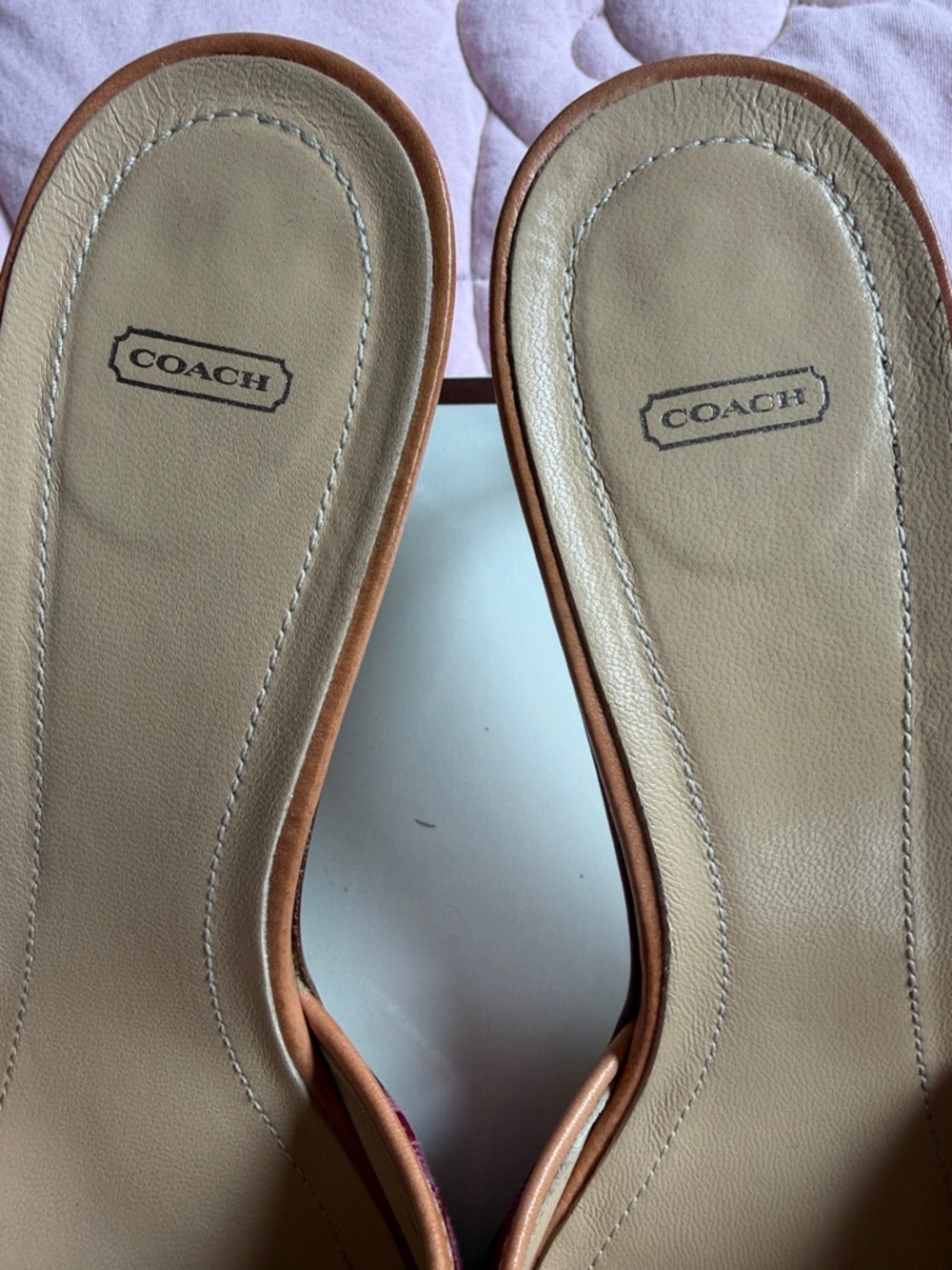 Coach Rose Signature Slide Mules with Tan Trim - Picture 3 of 11
